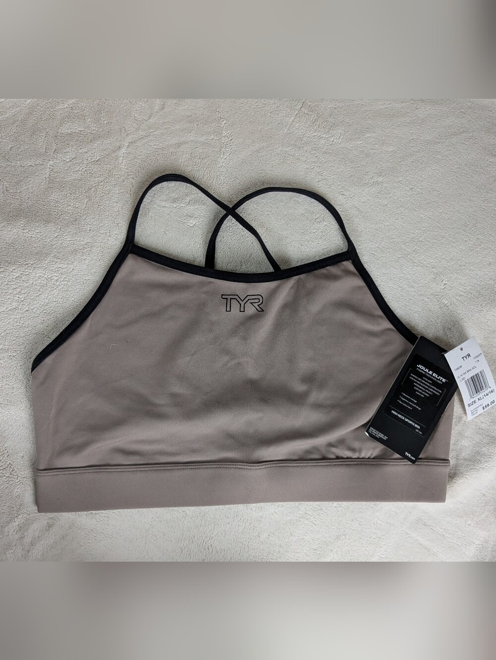 NWT TYR Joule Elite High Neck Sports Bra Cinder Cross Back Sz XL - Picture 6 of 13